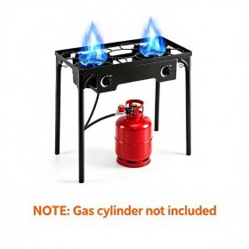 2 Burner Propane Stove 160000 BTU Black Metal Outdoor Propane Burner Stove Adjustable Heat Control