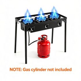 3 Burner Propane Stove 240000 BTU Portable Outdoor Propane Burner Stove Black Metal Frame Max 660 LBS Load Capacity Adjustable Heat Control Gas S