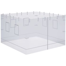 Canopy Screen Walls, Replacement Netting with 6 Service Windows and 1 Door, for 10 x 10 Canopy Tent, White (Option: White-360x270x140 mm)