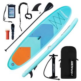 Inflatable Stand Up Paddle Board 10'6" Premium SUP W Accessories, Wood Color (Color: Green)